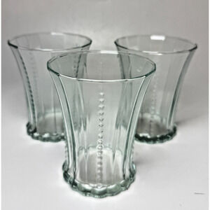 Pier 1 Imports Kara 3 Double Old Fashioned Glasses Barware Highball Beaded Foot
